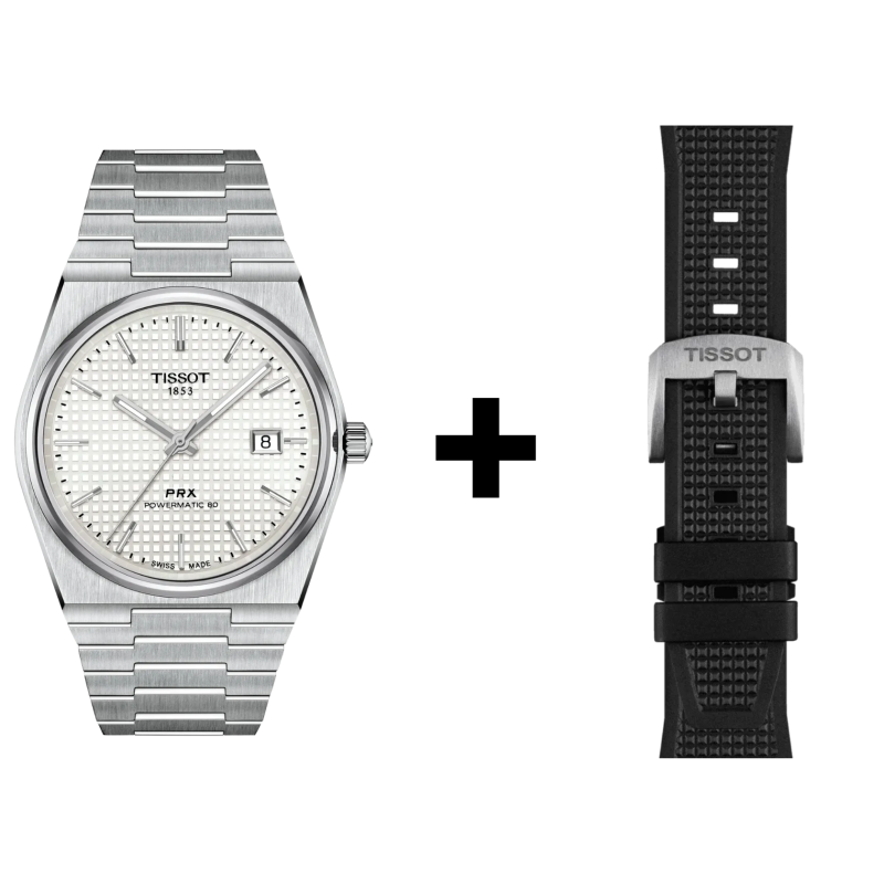 Tissot PRX 40mm Automatikwerk, 80 Stunden Gangreserve,  T137.407.11.111.00 Set mit schwarzen Kautschuk 